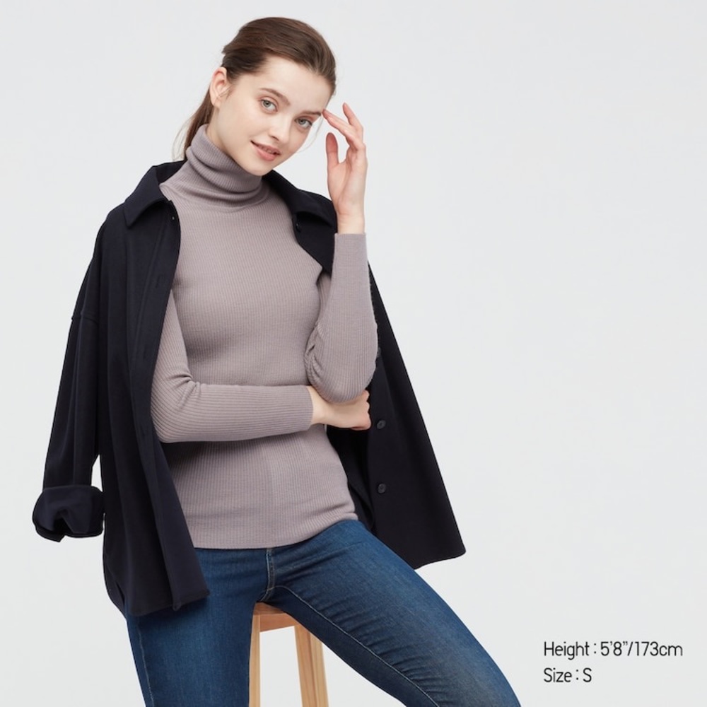Uniqlo turtleneck sweater wool gray color L